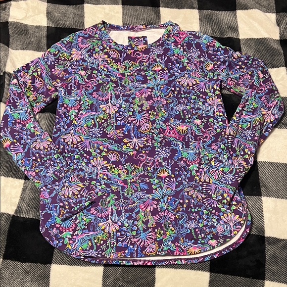 Lilly Pulitzer Tops - Lilly Pulitzer Purple Luxletic Multicolored Floral Long Sleeve Tee size XS